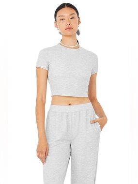 ALO Yoga Sierra Gray Micro Waffle Top